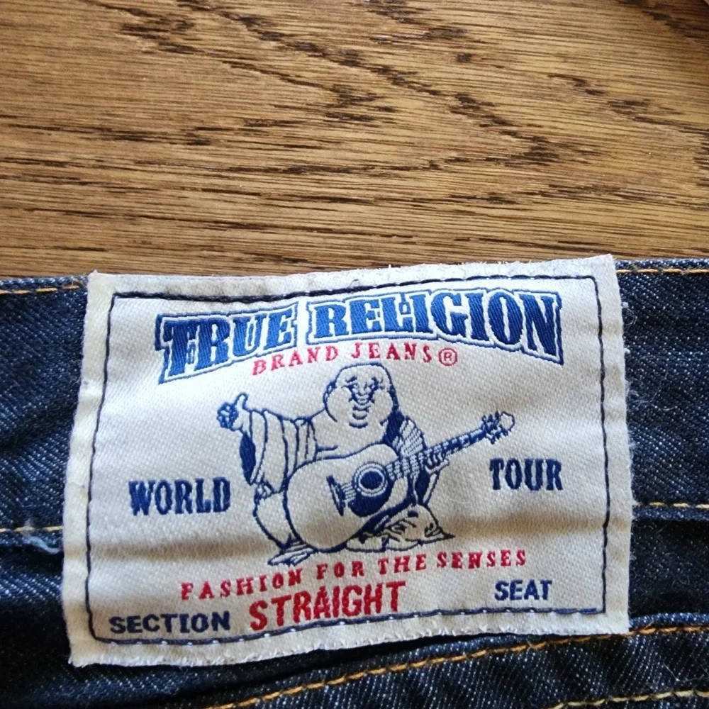 True Religion World Tour Straight Leg Indigo Denim Jeans Mens 35